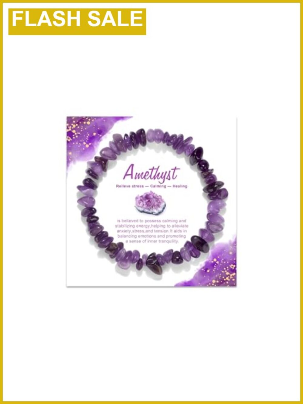 Amethyst Chip Beaded Bracelet Gemstone Stretch Strand